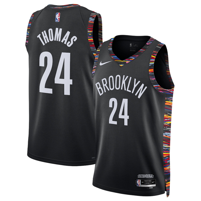 Men's Brooklyn Nets #24 Cam Thomas Black 2025/26 City Edition Stitched Basketball Jersey